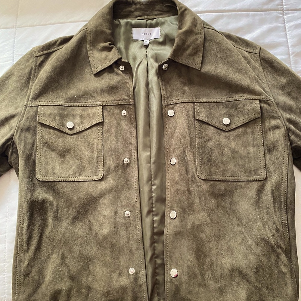 Reiss, evergreen suede jacket. Sz Medium.